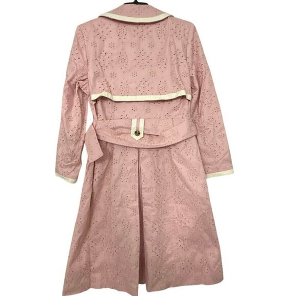 KATHY IRELAND NWT Gabrielle Petal Pink  Cotton Eyelet Trench Coat Size Large - Picture 7 of 16